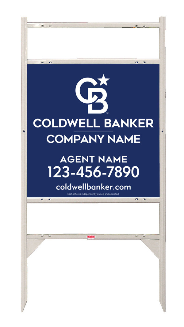 Angle Iron Frame w 2 Rider Inserts and Agent Sign Panel Unit, 24h x 24w, .040 Aluminum
