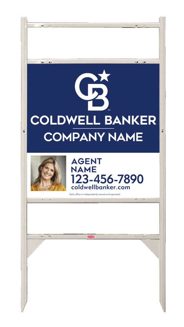 Angle Iron Frame w 2 Rider Inserts and Agent Photo Sign Panel Unit, 24h x 24w, 3MM Aluminum Composite