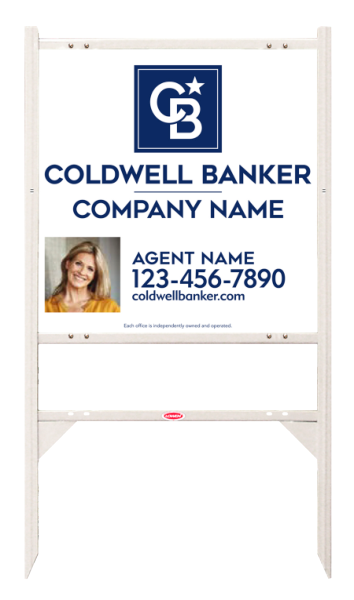 Angle Iron Frame w 2 Rider Inserts and Agent Photo Sign Panel Unit, 24h x 24w, 3MM Aluminum Composite