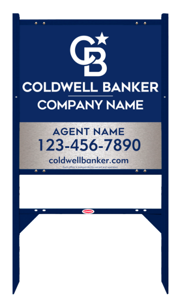 Angle Iron Frame w 2 Rider Inserts and Agent Sign Panel Unit, 24h x 24w, Brushed Aluminum Composite