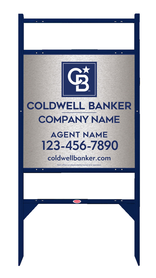 Angle Iron Frame w 2 Rider Inserts and Agent Sign Panel Unit, 24h x 24w, Brushed Aluminum Composite