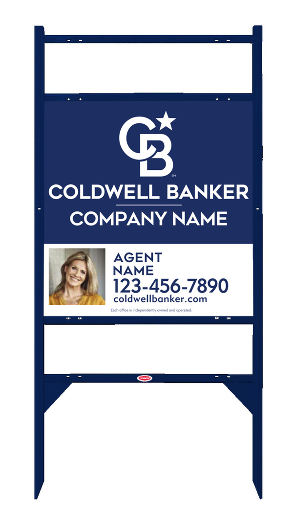 Angle Iron Frame w 2 Rider Inserts and Agent Photo Sign Panel Unit, 24h x 24w, .040 Aluminum