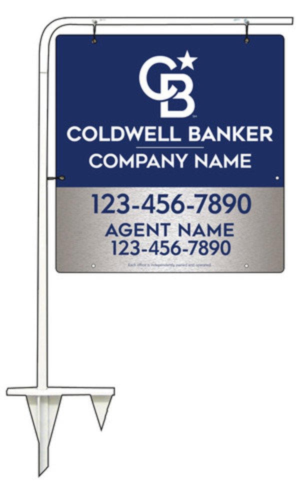 Tubular Stake and Agent Sign Panel Unit, 25h x 24w, Brushed Aluminum Composite