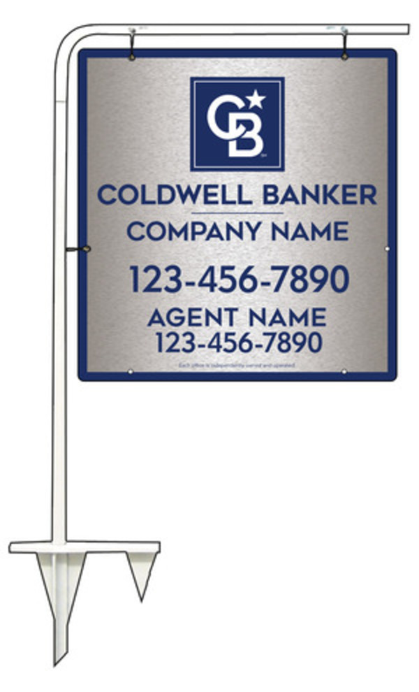 Tubular Stake and Agent Sign Panel Unit, 25h x 24w, Brushed Aluminum Composite
