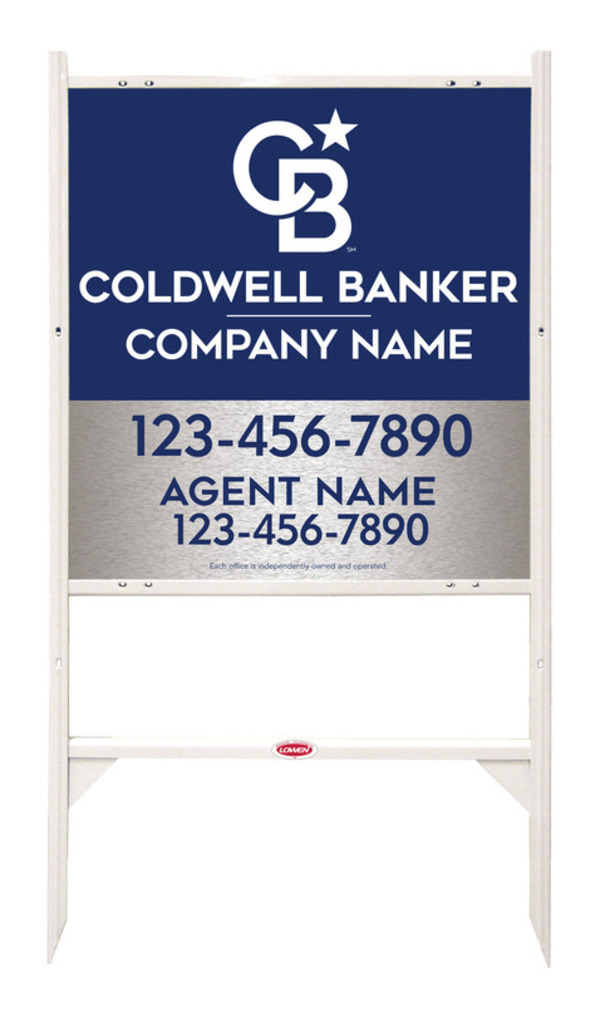 Angle Iron Frame and Agent Sign Panel Unit, 25h x 24w, Brushed Aluminum Composite