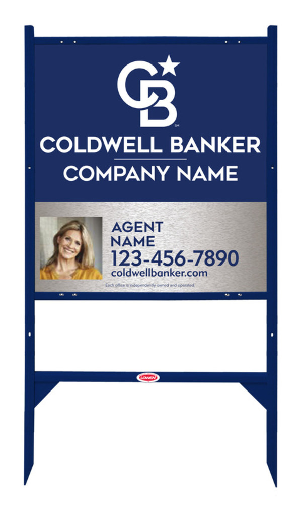 Angle Iron Frame and Agent Photo Sign Panel Unit, 25h x 24w, Brushed Aluminum Composite