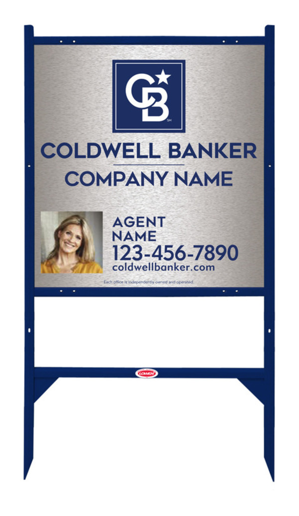 Angle Iron Frame and Agent Photo Sign Panel Unit, 25h x 24w, Brushed Aluminum Composite