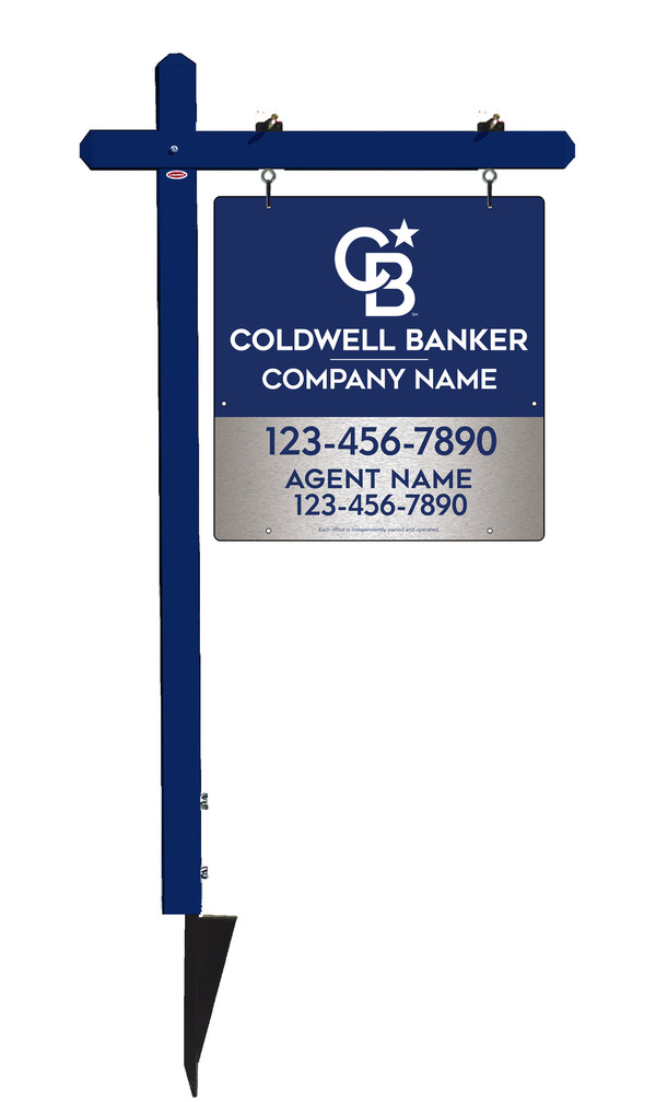 Sign Post and Agent Sign Panel Unit, 25h x 24w, Brushed Aluminum Composite