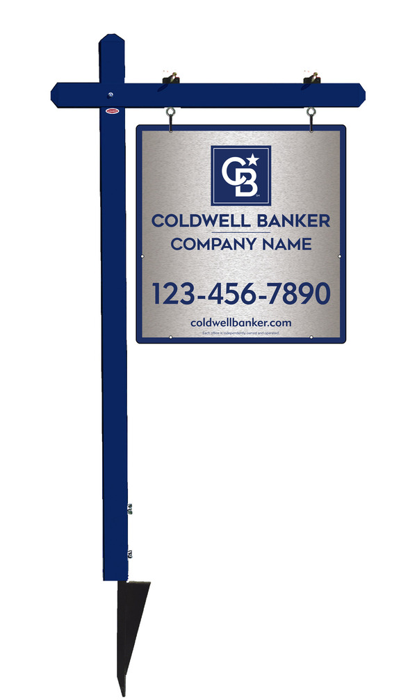 Sign Post and Office Sign Panel Unit, 25h x 24w, Brushed Aluminum Composite