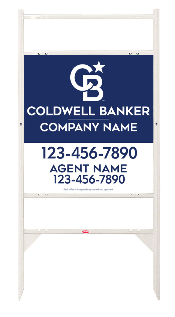 Angle Iron Frame w 2 Rider Inserts and Agent Sign Panel Unit, 25h x 24w, .090 Poly
