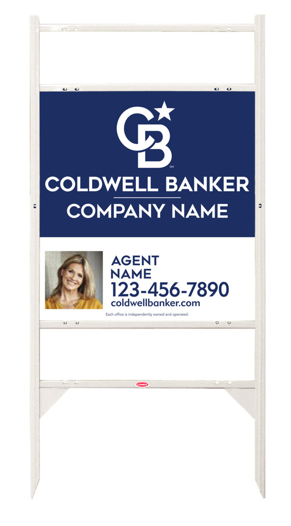 Angle Iron Frame w 2 Rider Inserts and Agent Photo Sign Panel Unit, 25h x 24w, .090 Poly