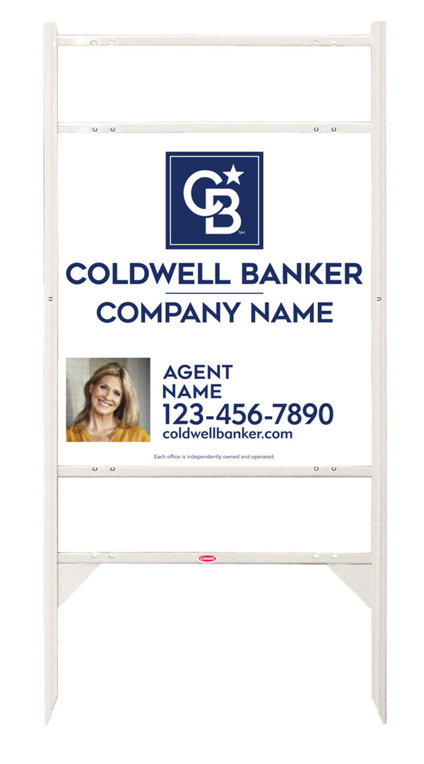 Angle Iron Frame w 2 Rider Inserts and Agent Photo Sign Panel Unit, 25h x 24w, .090 Poly