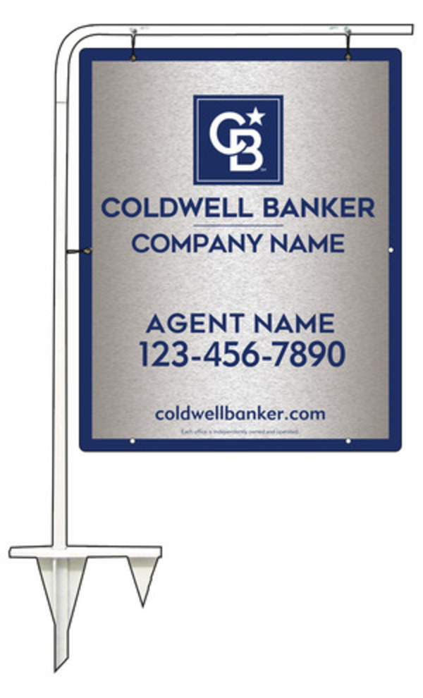 Tubular Stake and Agent Sign Panel Unit, 30h x 24w, Brushed Aluminum Composite