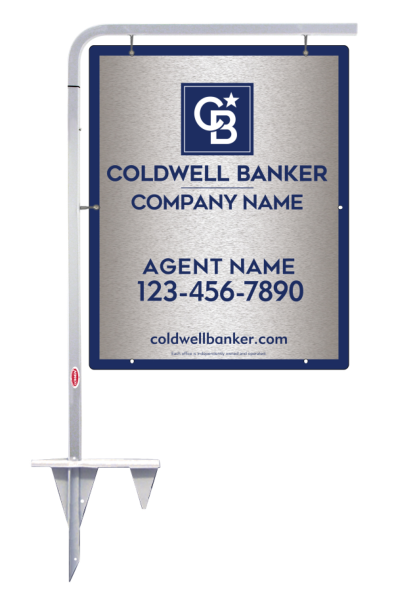 Tubular Stake and Agent Sign Panel Unit, 30h x 24w, Brushed Aluminum Composite