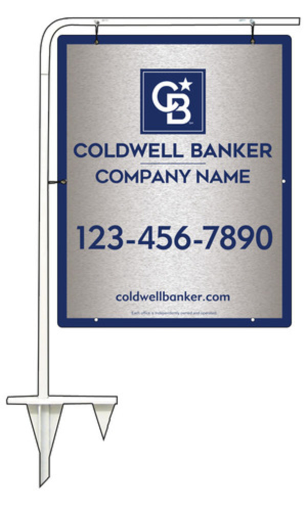 Tubular Stake and Office Sign Panel Unit, 30h x 24w, Brushed Aluminum Composite