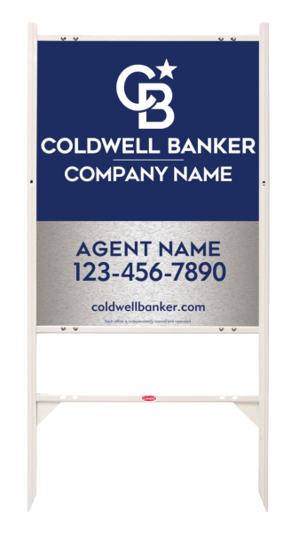 Angle Iron Frame and Agent Sign Panel Unit, 30h x 24w, Brushed Aluminum Composite