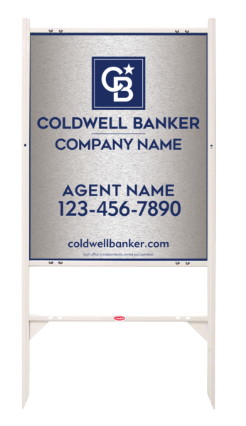 Angle Iron Frame and Agent Sign Panel Unit, 30h x 24w, Brushed Aluminum Composite