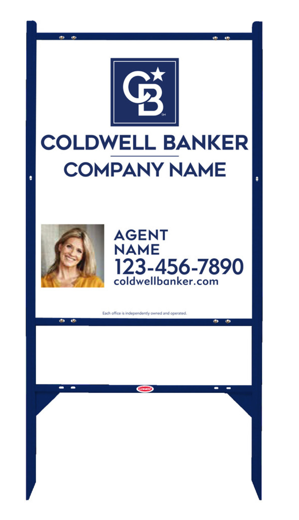 Angle Iron Frame and Agent Photo Sign Panel Unit, 30h x 24w, Steel