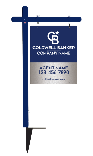 Sign Post and Agent Sign Panel Unit, 30h x 24w, Brushed Aluminum Composite