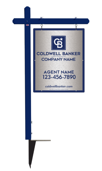 Sign Post and Agent Sign Panel Unit, 30h x 24w, Brushed Aluminum Composite