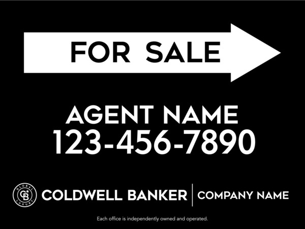 Directional Agent For Sale Sign Panel, 18h x 24w, 4mm Corrugated