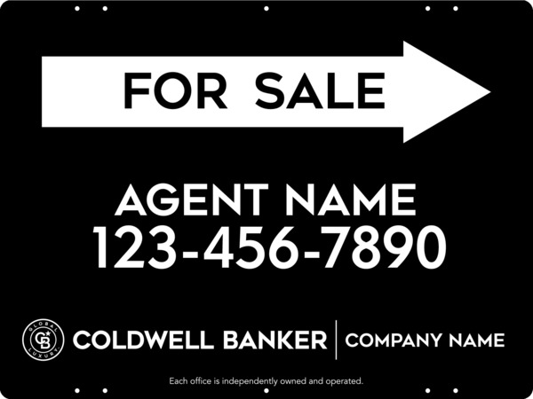 Directional Agent For Sale Sign Panel, 18h x 24w, Steel