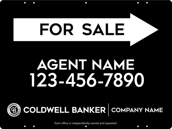 Directional Agent For Sale Sign Panel, 18h x 24w, Steel