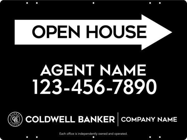 Directional Agent Open House Sign Panel, 18h x 24w, Steel