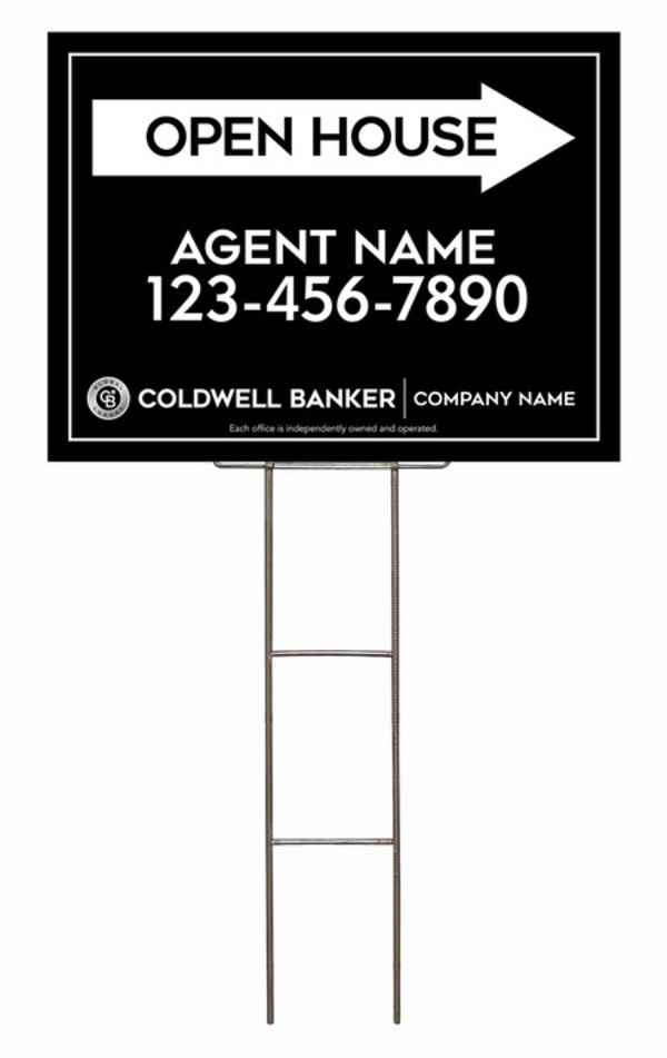 Wire H-Stake and Agent Open House Sign Panel Unit, 18h x 24w, 4mm Corrugated