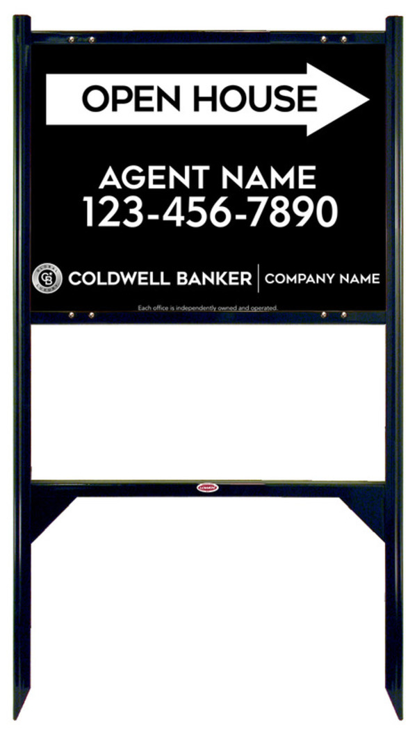 Angle Iron Frame and Agent Open House Sign Panel Unit, 18h x 24w, Steel