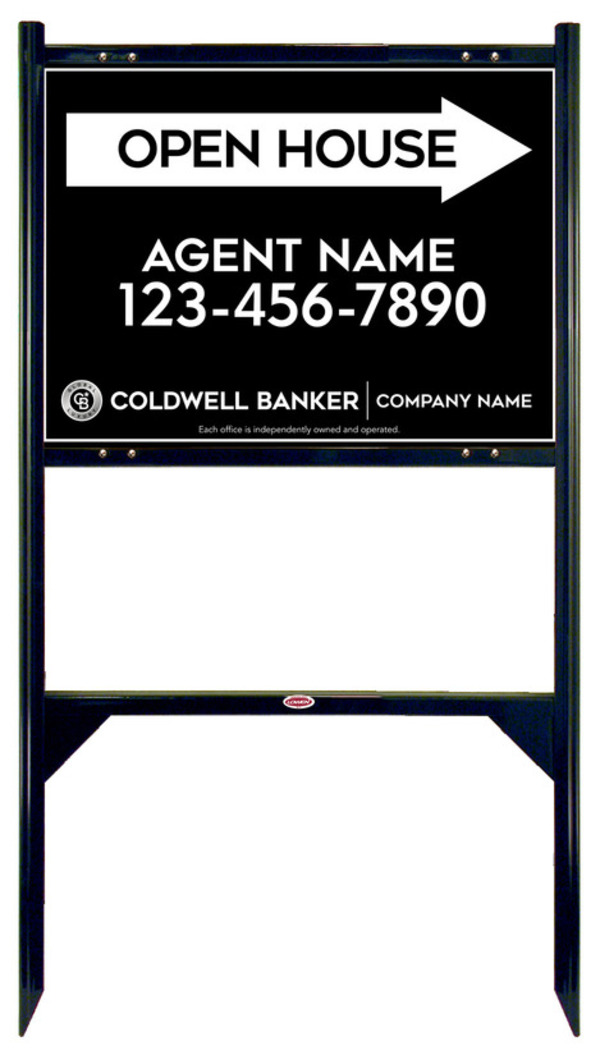 Angle Iron Frame and Agent Open House Sign Panel Unit, 18h x 24w, Steel