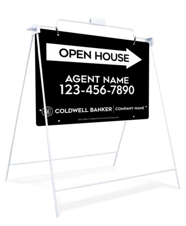 Swinging A-Frame and Agent Open House Sign Panel Unit, 18h x 24w, Steel