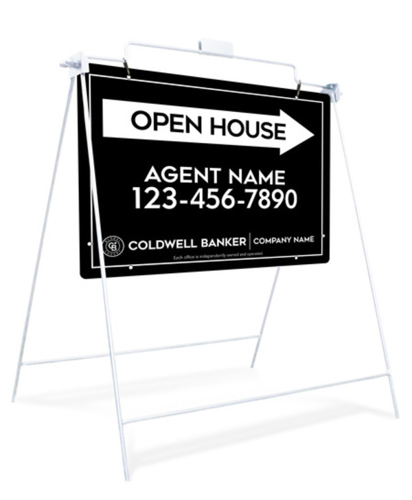 Swinging A-Frame and Agent Open House Sign Panel Unit, 18h x 24w, Steel