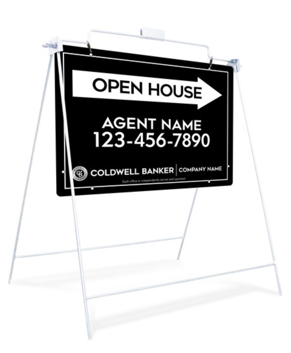 Swinging A-Frame and Agent Open House Sign Panel Unit, 18h x 24w, Steel