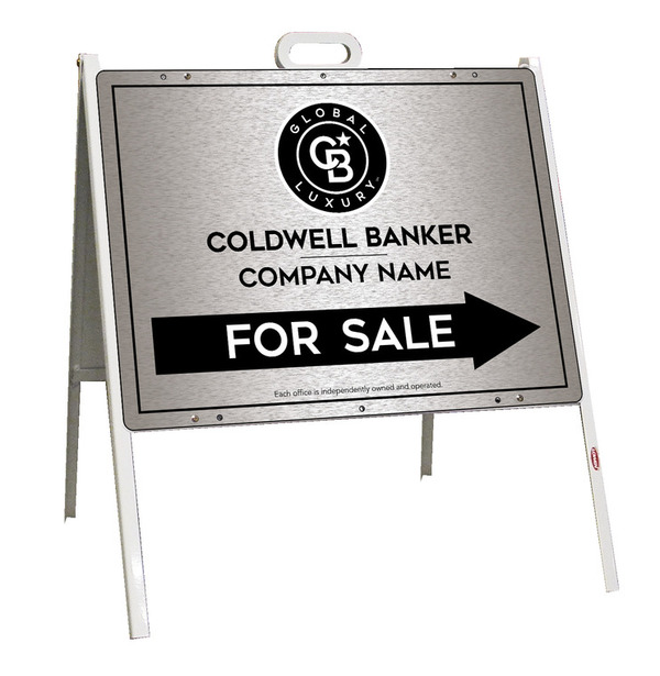 Angle Iron Frame and Office For Sale Sign Panel Unit, 18h x 24w, Brushed Aluminum Composite