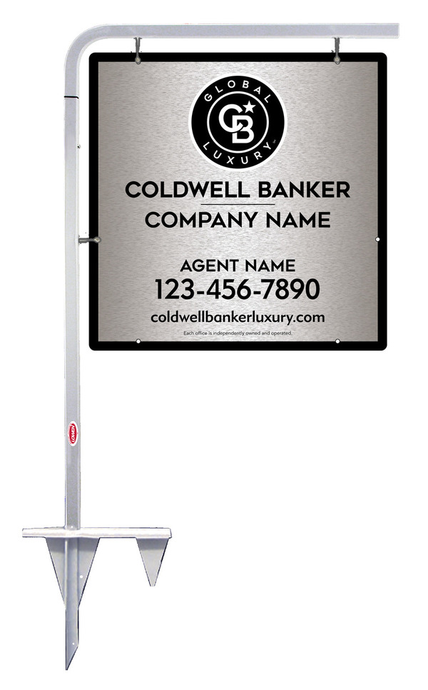 Tubular Stake and Agent Sign Panel Unit, 24h x 24w, Brushed Aluminum Composite