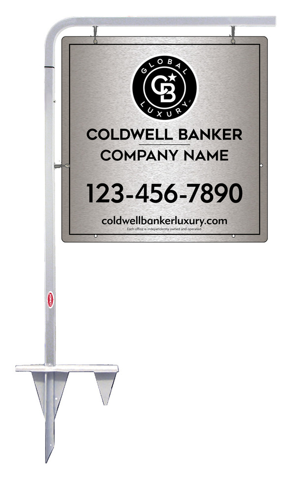 Tubular Stake and Office Sign Panel Unit, 24h x 24w, Brushed Aluminum Composite