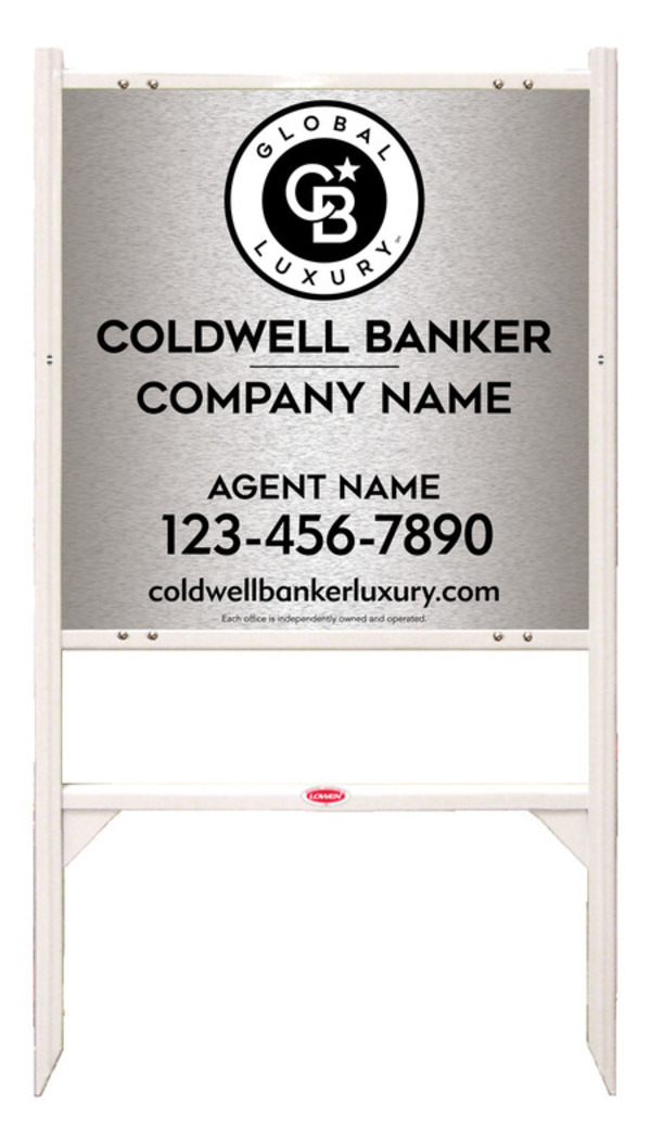 Angle Iron Frame and Agent Sign Panel Unit, 24h x 24w, Brushed Aluminum Composite