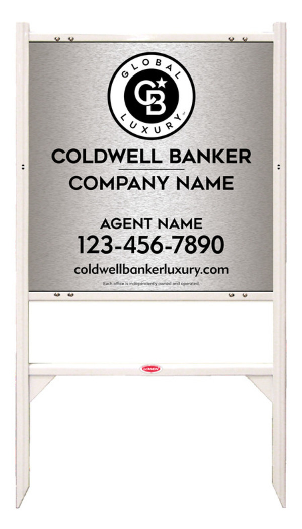 Angle Iron Frame and Agent Sign Panel Unit, 24h x 24w, Brushed Aluminum Composite