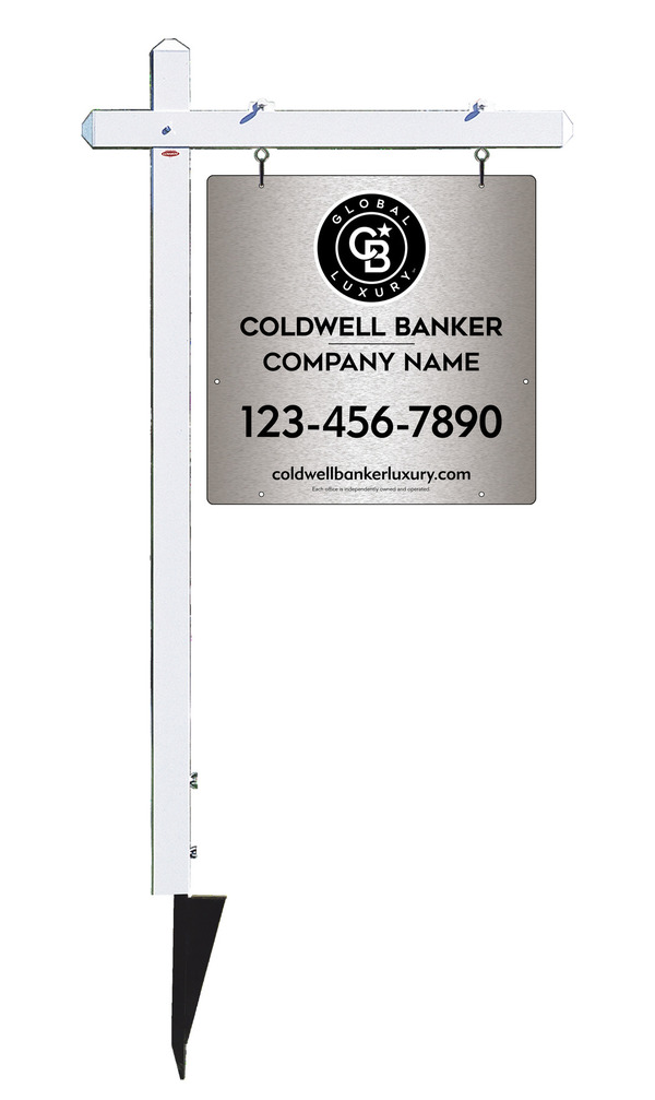 Sign Post and Office Sign Panel Unit, 24h x 24w, Brushed Aluminum Composite