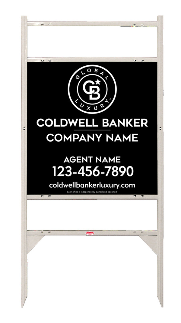 Angle Iron Frame w 2 Rider Inserts and Agent Sign Panel Unit, 24h x 24w, .040 Aluminum