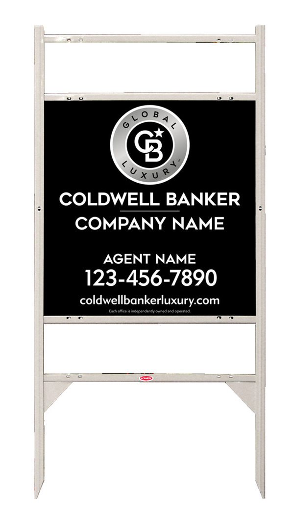 Angle Iron Frame w 2 Rider Inserts and Agent Sign Panel Unit, 24h x 24w, .040 Aluminum
