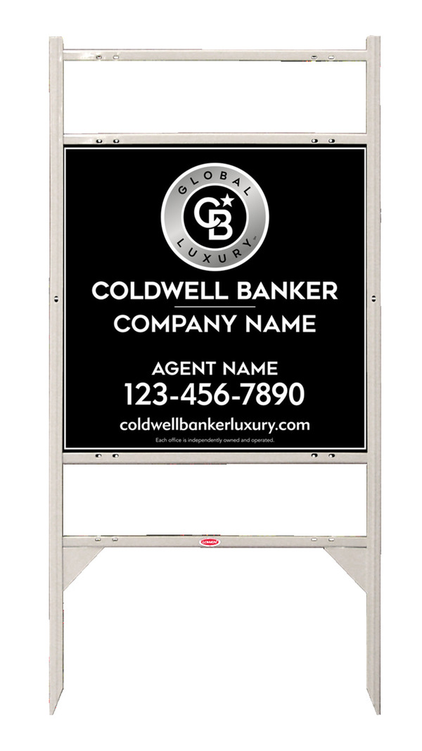 Angle Iron Frame w 2 Rider Inserts and Agent Sign Panel Unit, 24h x 24w, .040 Aluminum