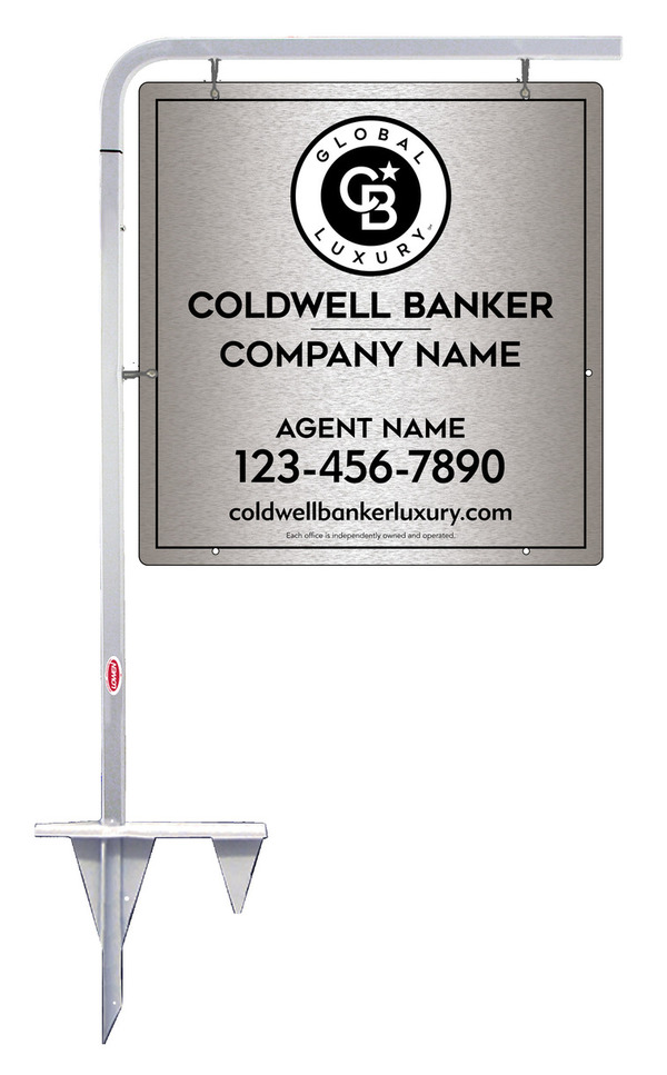 Tubular Stake and Agent Sign Panel Unit, 25h x 24w, Brushed Aluminum Composite