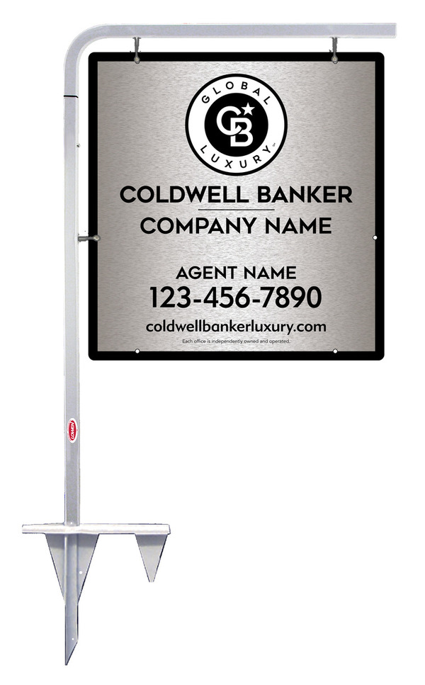 Tubular Stake and Agent Sign Panel Unit, 25h x 24w, Brushed Aluminum Composite