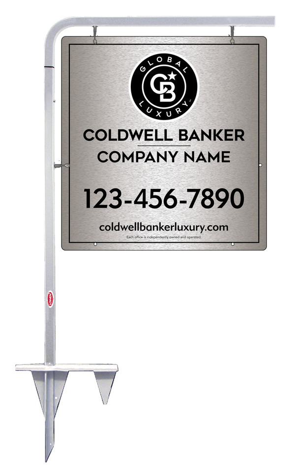 Tubular Stake and Office Sign Panel Unit, 25h x 24w, Brushed Aluminum Composite