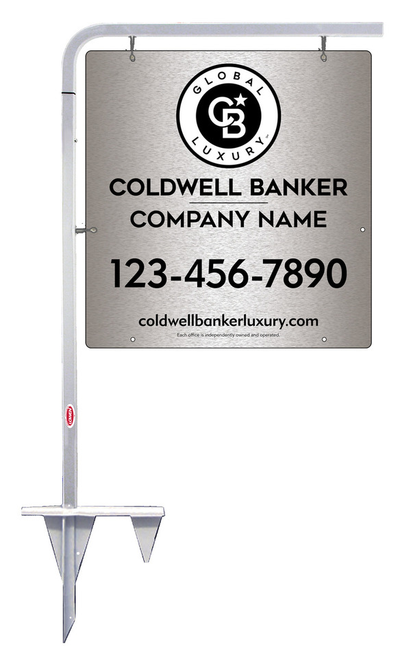 Tubular Stake and Office Sign Panel Unit, 25h x 24w, Brushed Aluminum Composite