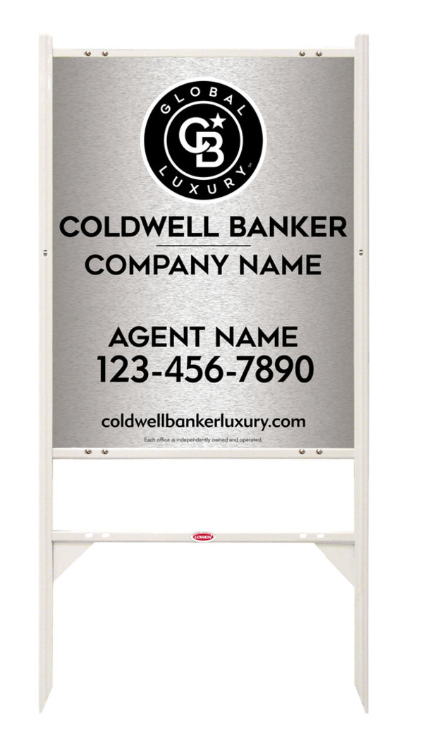 Angle Iron Frame and Agent Sign Panel Unit, 30h x 24w, Brushed Aluminum Composite