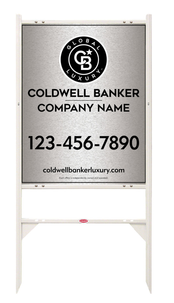Angle Iron Frame and Office Sign Panel Unit, 30h x 24w, Brushed Aluminum Composite