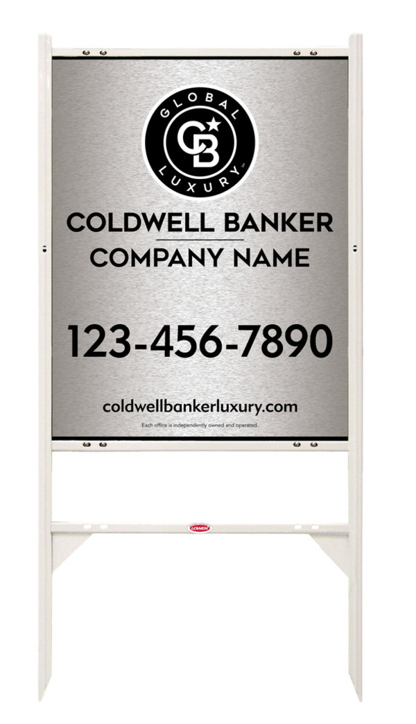 Angle Iron Frame and Office Sign Panel Unit, 30h x 24w, Brushed Aluminum Composite